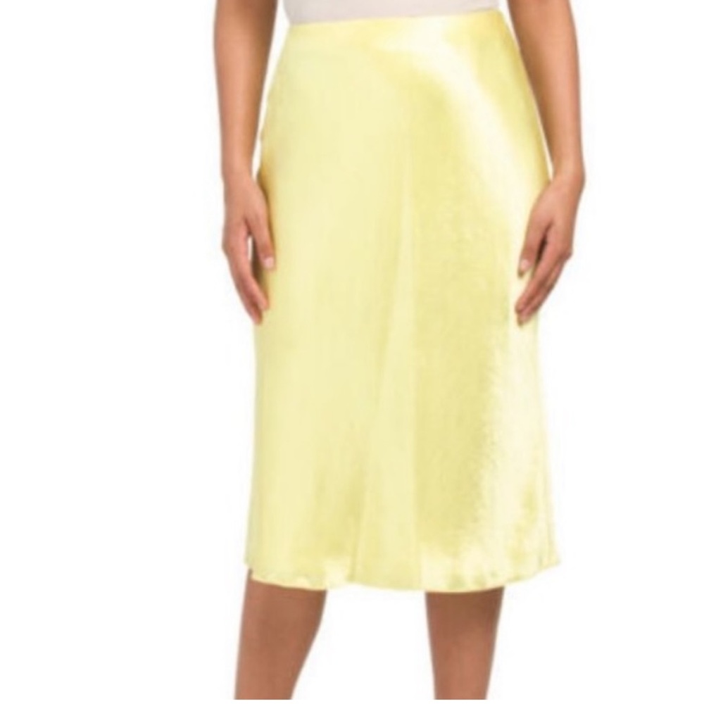 Vince yellow satin slip skirt